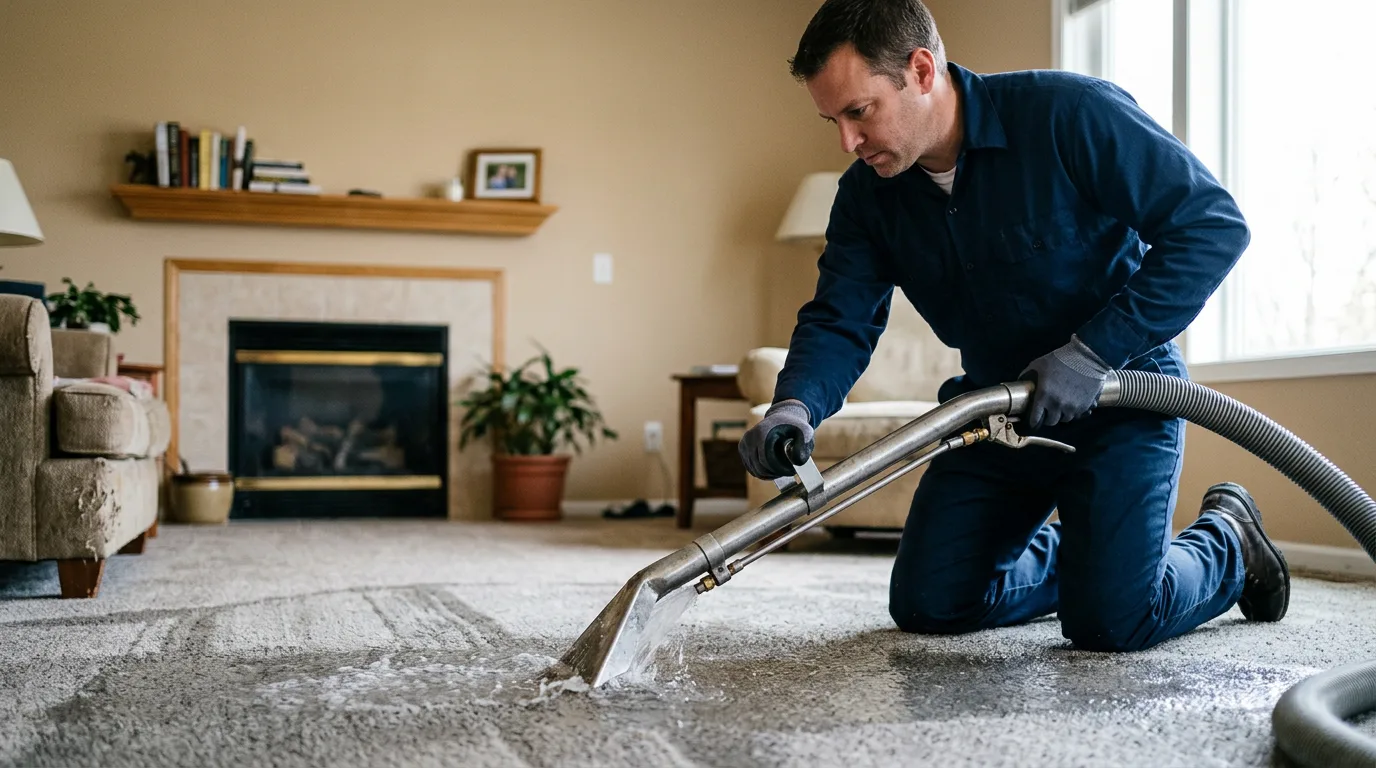 Water damage restoration technician working near Watertown, CT